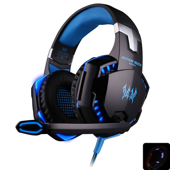 EACH G2000 Deep Bass Game Headphone Stereo Surrounded Over-Ear Gaming Headset Headband Earphone with Light for Computer PC Gamer