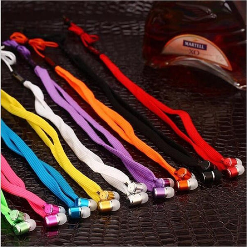 MOONBIFFY Shoelace Style Earphones 3.5mm In Ear Earbuds Stereo Super Bass Metal Headset Handfree With Mic