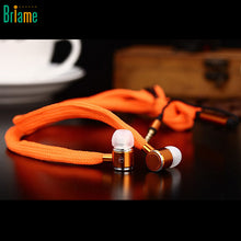 Briame Shoelaces Earphone Stereo Metal Bass Headphones Headset Music Earpieces with Microphone for iphone Xiaomi Sport Headphone