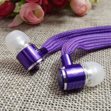 MOONBIFFY Shoelace Style Earphones 3.5mm In Ear Earbuds Stereo Super Bass Metal Headset Handfree With Mic